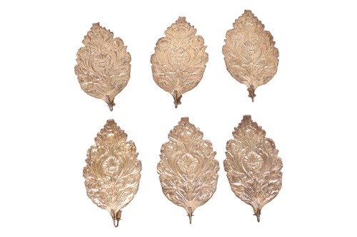 Lot 120 - Six embossed white metal wall Aesthetic design...