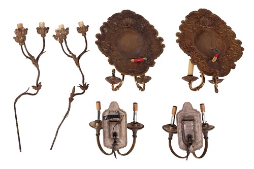 Lot 75 - A pair of large Moroccan brass torch holders,...