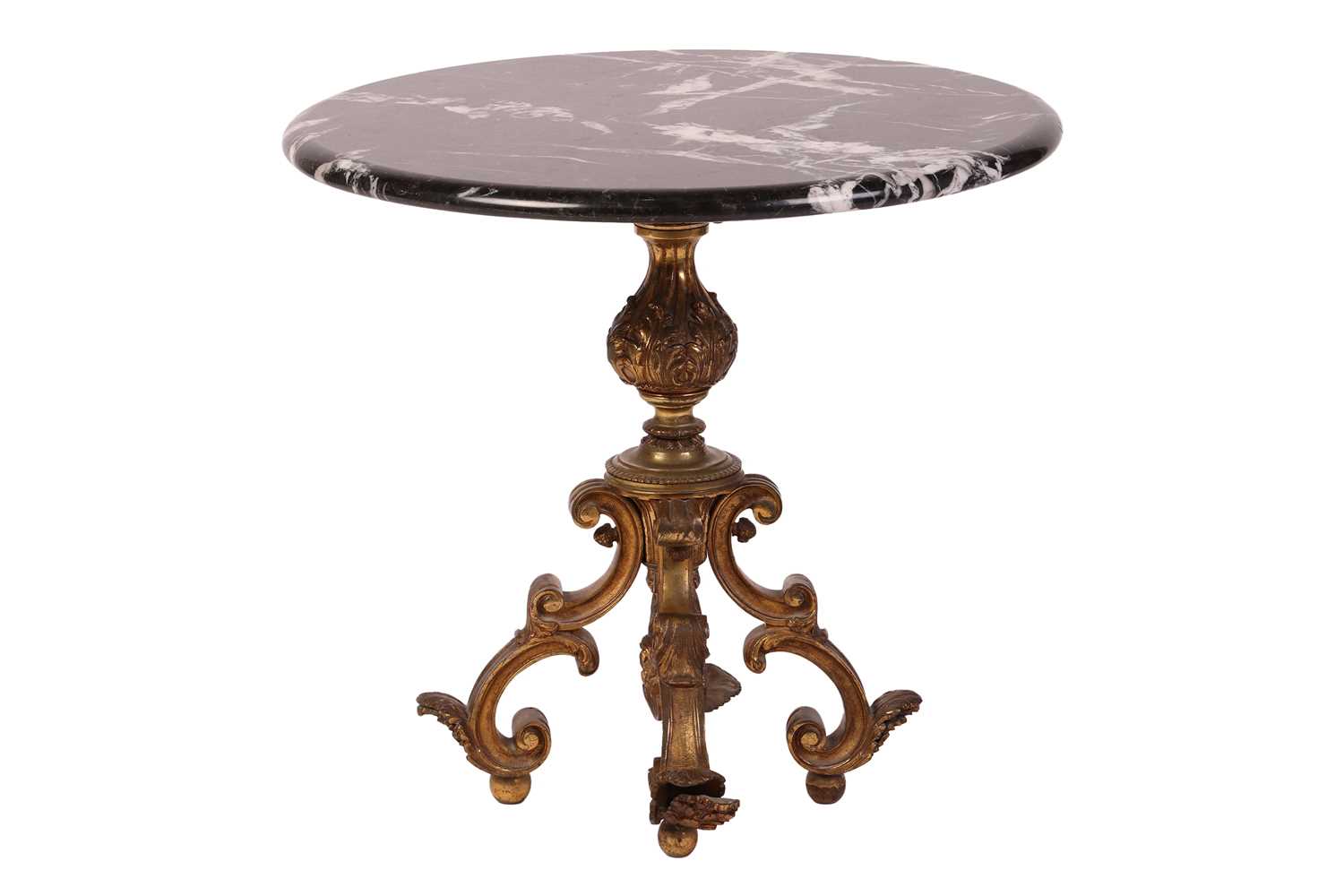 Lot 87 - A gilt brass and variegated marble-topped...