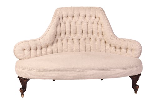 Lot 127 - A Victorian upholstered corner love seat, 84...