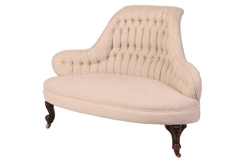 Lot 127 - A Victorian upholstered corner love seat, 84...