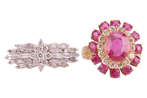 Lot 126 - A diamond ballerina ring and a cocktail ring;...