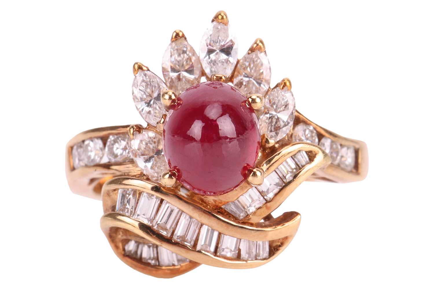Lot 61 - A gem-set dress ring, claw-set with an oval...