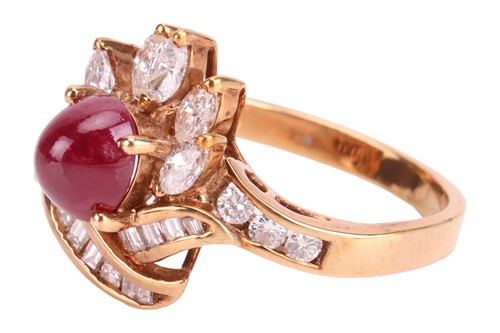 Lot 61 - A gem-set dress ring, claw-set with an oval...