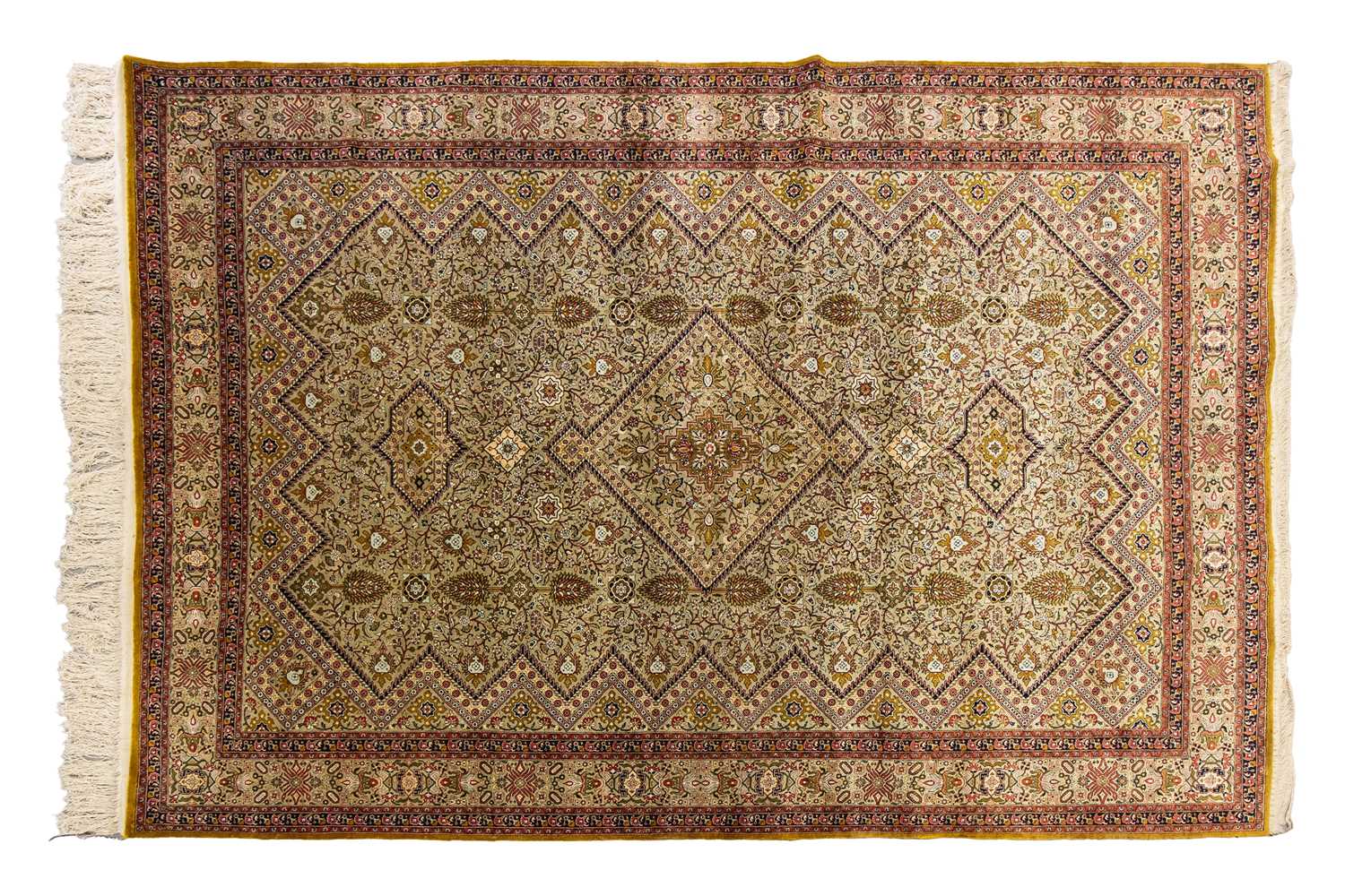 Lot 148 - A silk-on-silk Qum carpet in the Moud style...