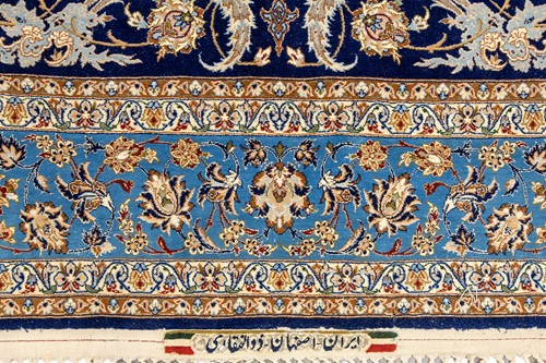 Lot 147 - A blue ground Isfahan prayer rug with a single...