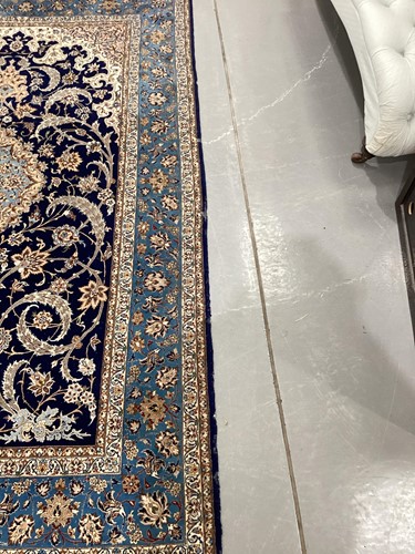 Lot 147 - A blue ground Isfahan prayer rug with a single...