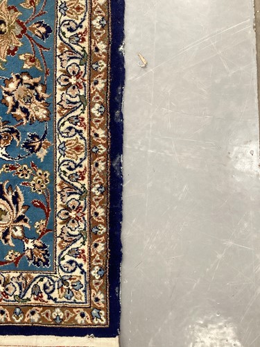 Lot 147 - A blue ground Isfahan prayer rug with a single...