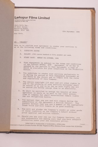 Lot 31 - Shadey (1985) Original Production Script,...