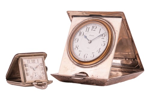 Lot 98 - Two travelling clocks, comprising a cased...
