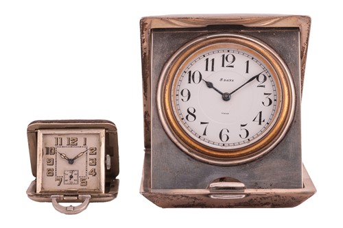 Lot 98 - Two travelling clocks, comprising a cased...