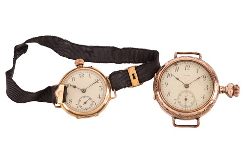 Lot 86 - An 18ct yellow gold manual wind watch, not in...
