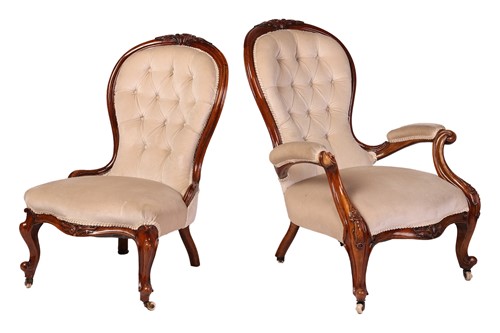 Lot 92 - A Victorian mahogany lady's nursing chair, 88...