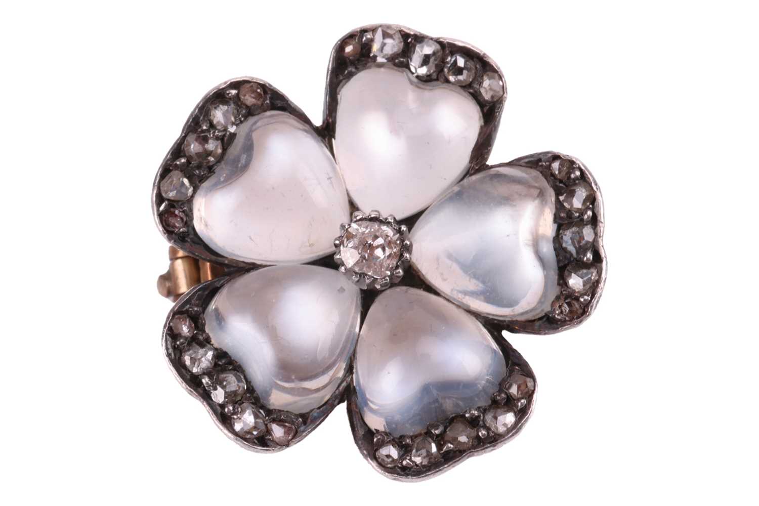 Lot 1 - A Victorian pansy brooch set with moonstone...