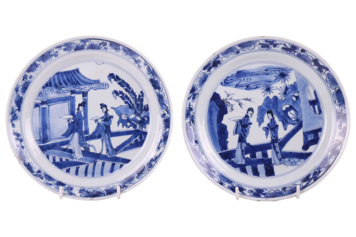 Lot 52 - Two similar Chinese Kangxi blue and white...