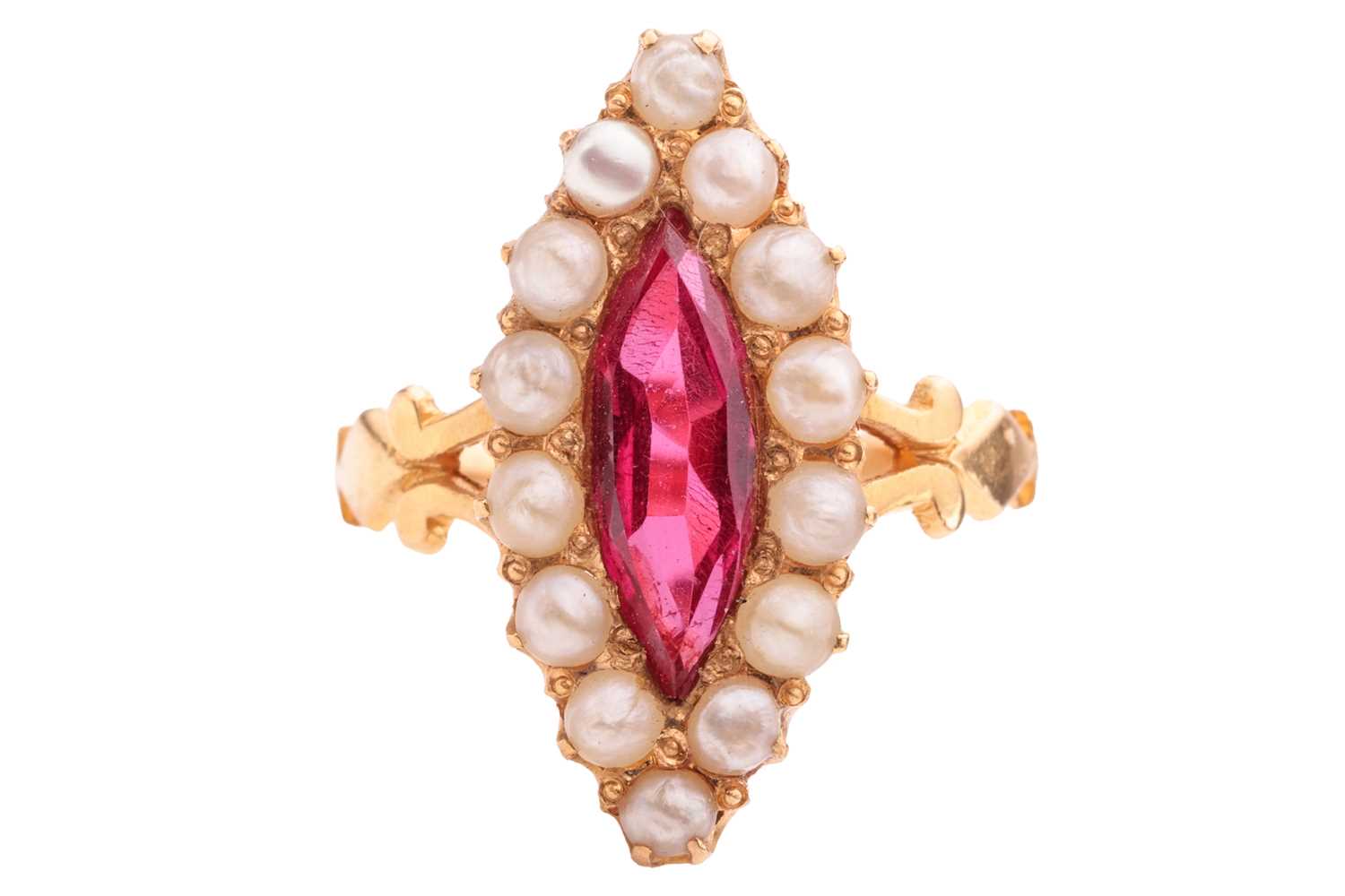 Lot 2 - A gem-set navette dress ring, featuring a...