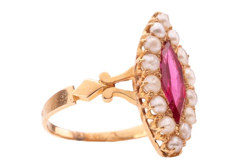 Lot 2 - A gem-set navette dress ring, featuring a...