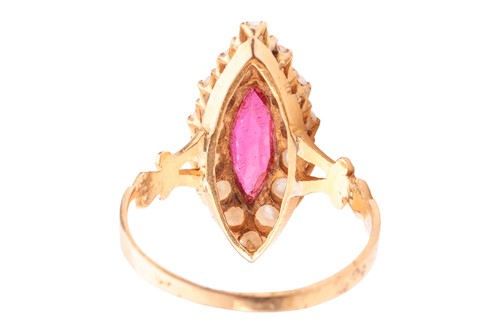 Lot 2 - A gem-set navette dress ring, featuring a...