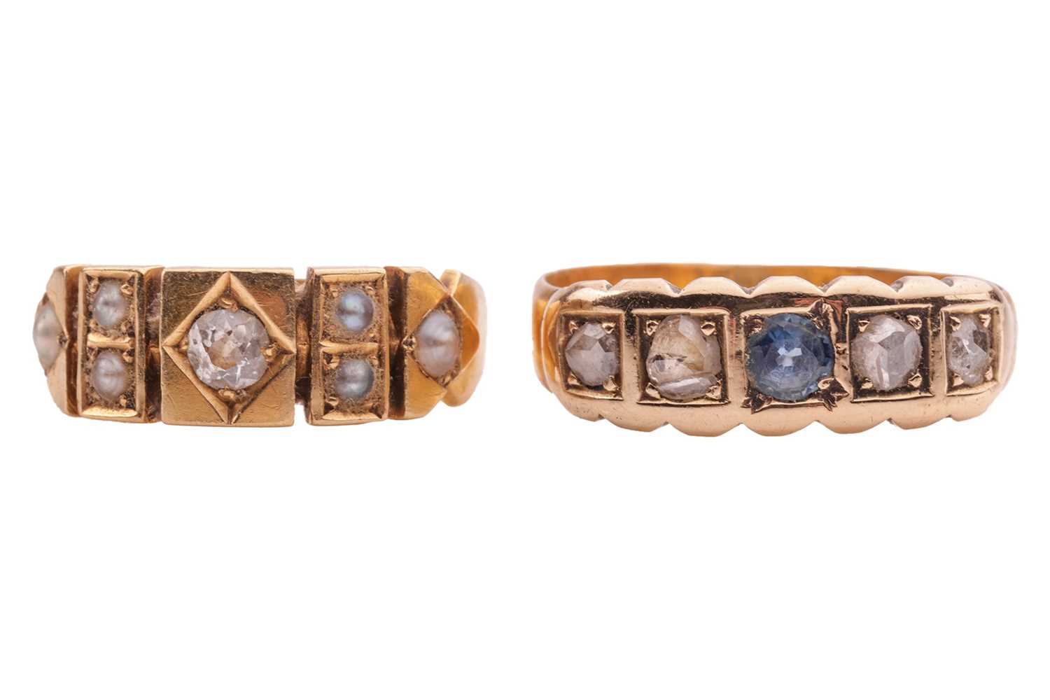 Lot 45 - Two Victorian gem-set rings; the first...