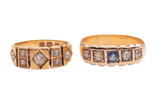 Lot 45 - Two Victorian gem-set rings; the first...