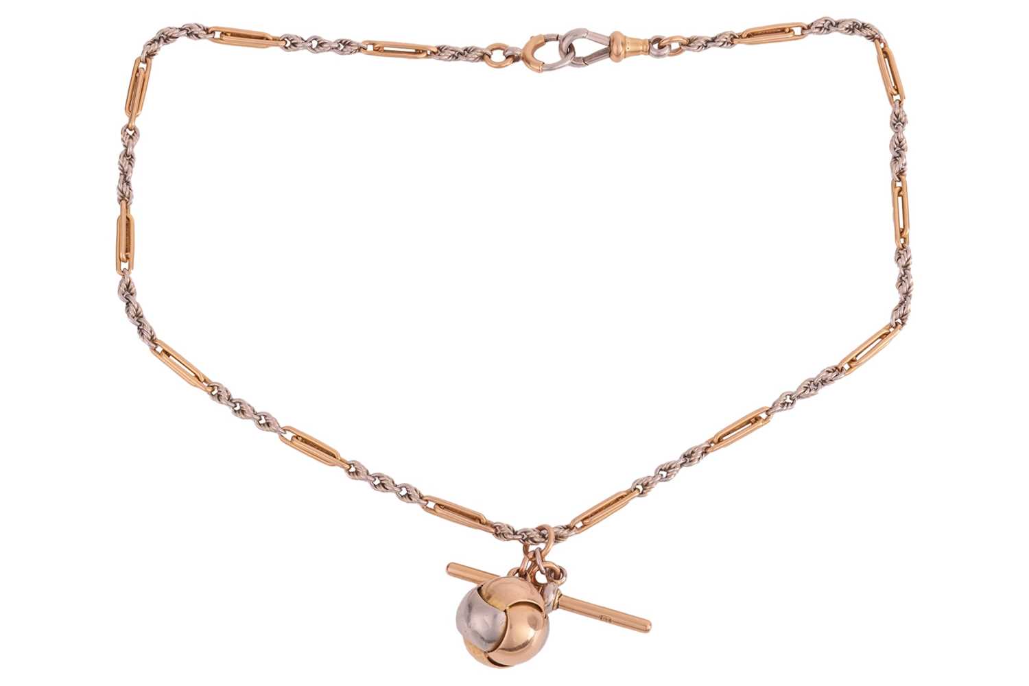 Lot 110 - A fancy fetter link chain, of bi-coloured...