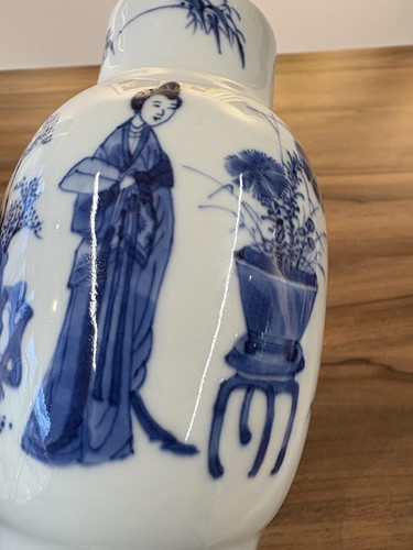 Lot 57 - A Chinese Transitional/ Kangxi blue and white...