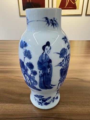 Lot 57 - A Chinese Transitional/ Kangxi blue and white...