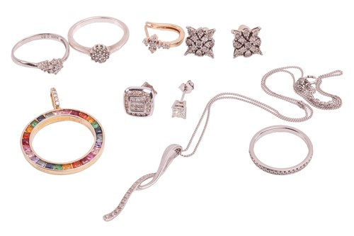 Lot 49 - A small aggregation of gem-set jewellery items;...