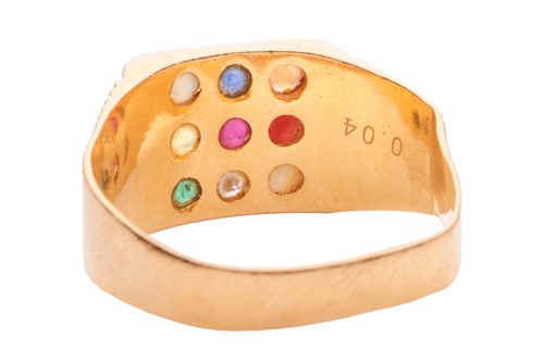 Lot 73 - A nine-stone Navaratna ring in 22ct yellow...