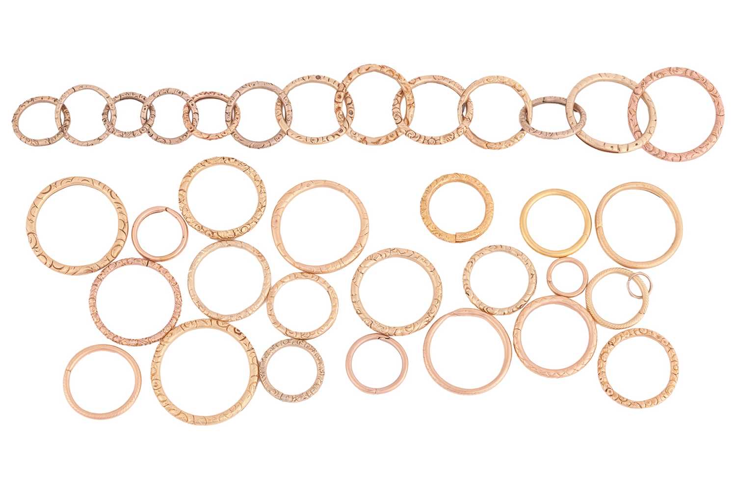 Lot 161 - A group of 19th century split rings;...