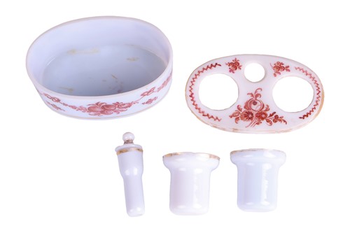 Lot 208 - A French early 19th-century milk glass encrier...