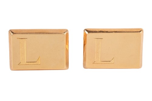 Lot 83 - A pair of cufflinks, in yellow metal marked...