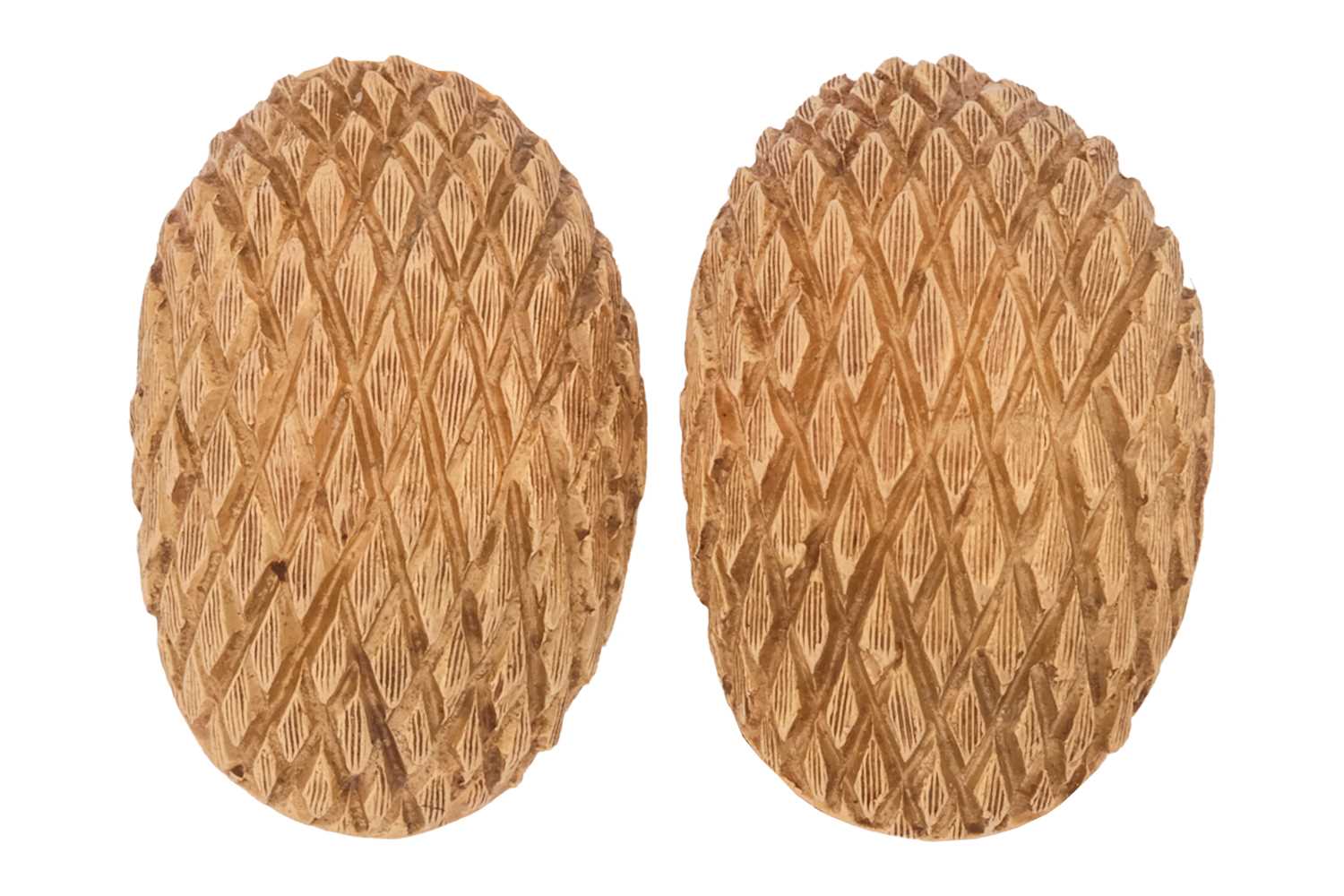 Lot 74 - A pair of textured earrings, of elongated...