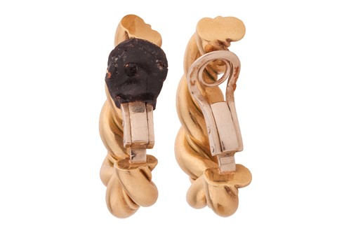 Lot 160 - A pair of rope twist earrings, featuring...