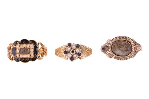 Lot 96 - Two 19th Century mourning rings, a gem-set...
