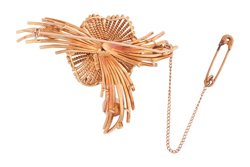 Lot 39 - A brooch of floral design set with cultured...