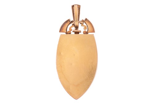 Lot 104 - A gem-set locket pendant, the shield-shaped...