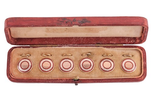 Lot 5 - A collection of eight enamelled buttons, each...