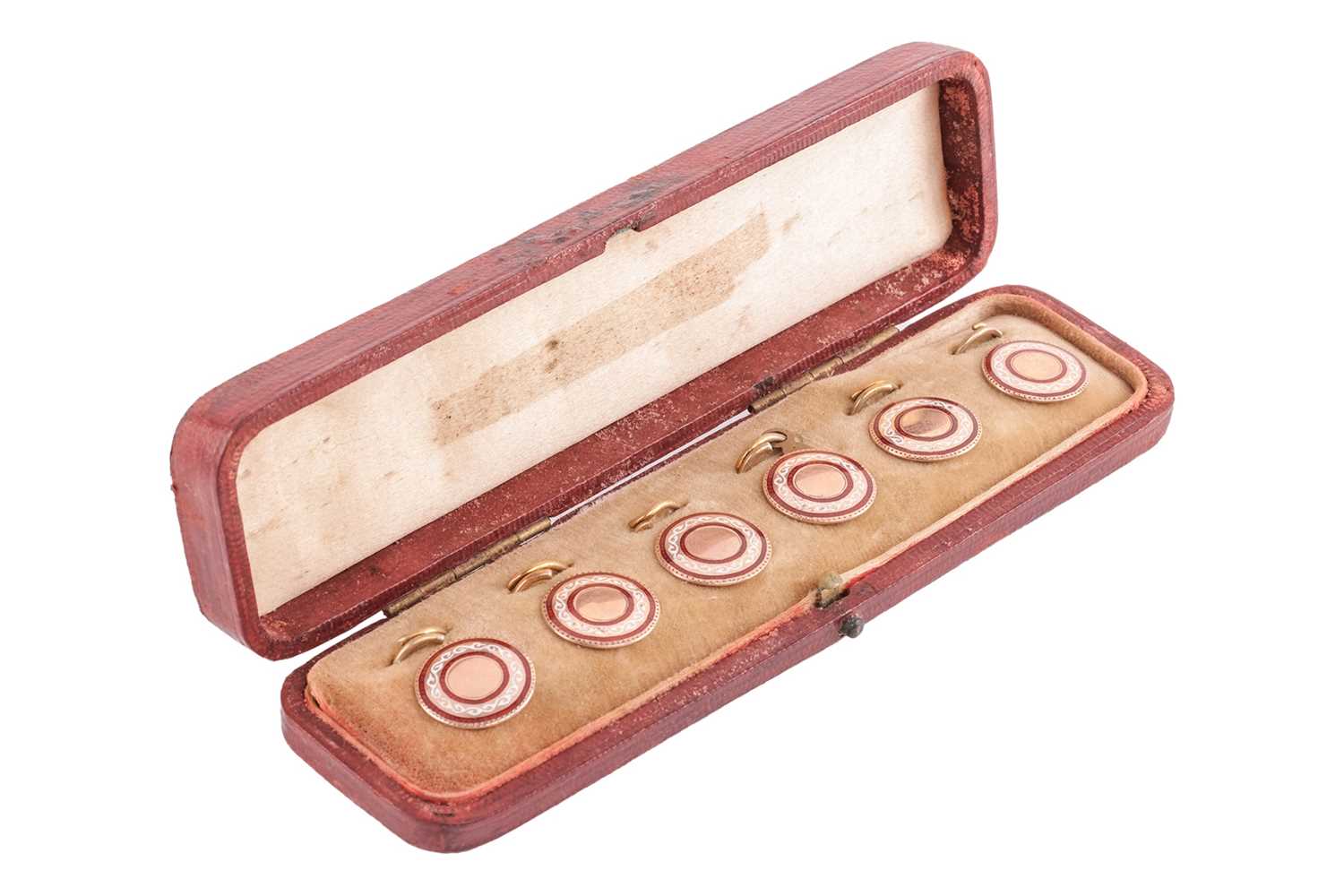 Lot 5 - A collection of eight enamelled buttons, each...