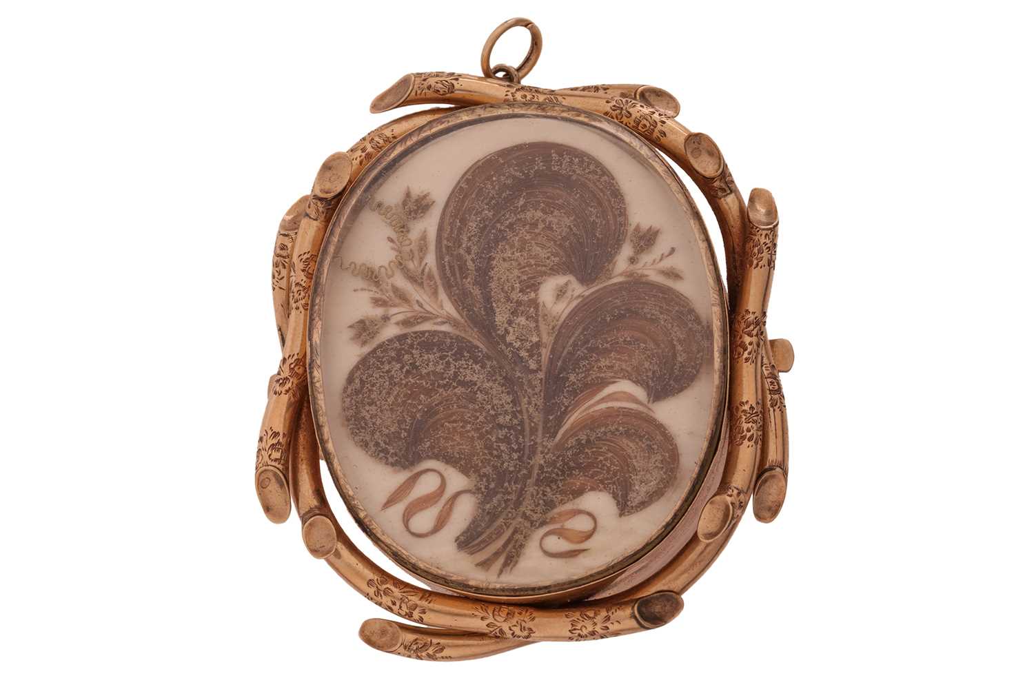 Lot 89 - A George III hairwork mourning brooch, of oval...