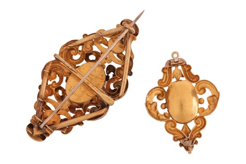 Lot 3 - A late 19th century brooch; the lozenge-shaped...