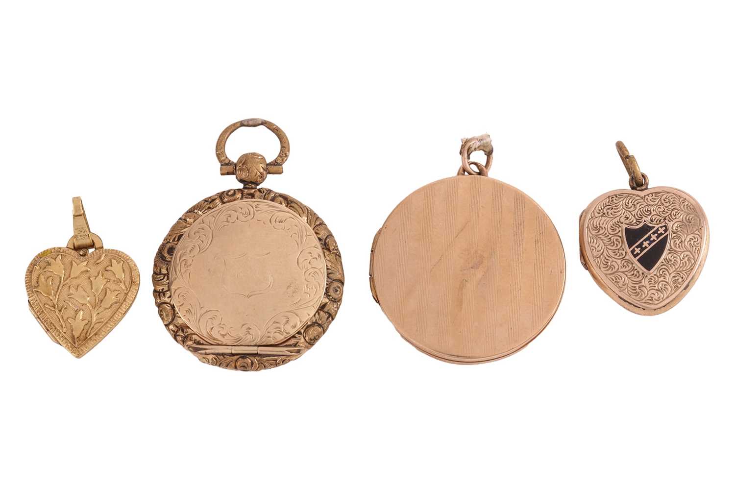 Click H Locket Lot 211 - Four lockets; comprising a circular locket