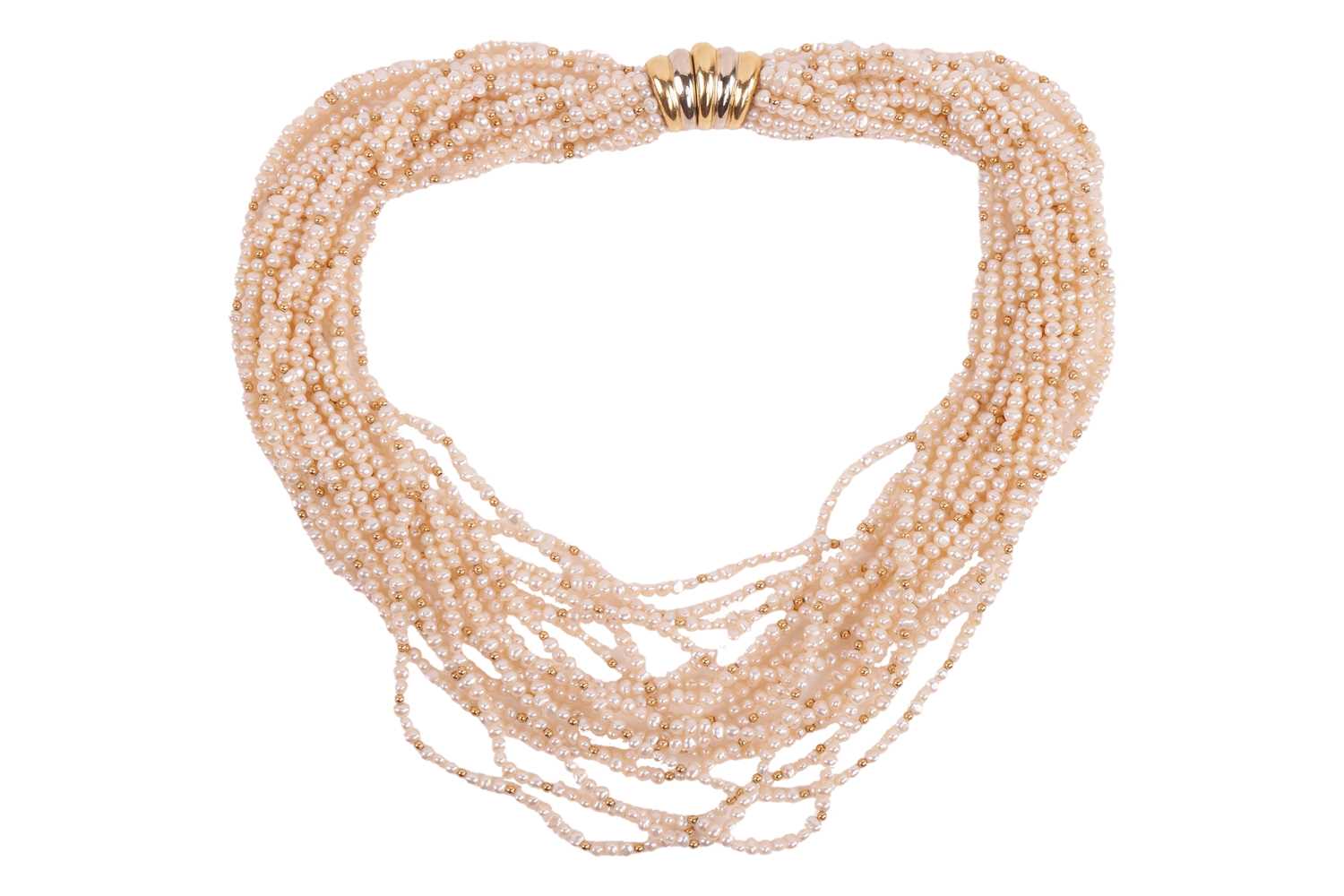 Lot 85 - A multi-strand pearl necklace; comprised of...