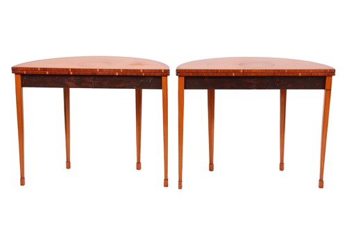 Lot 67 - A pair of Edwardian figured satinwood fold...