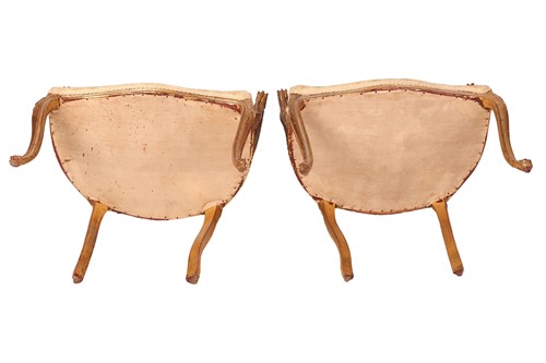 Lot 81 - A pair of Louis XV style Bergere en Gondole...