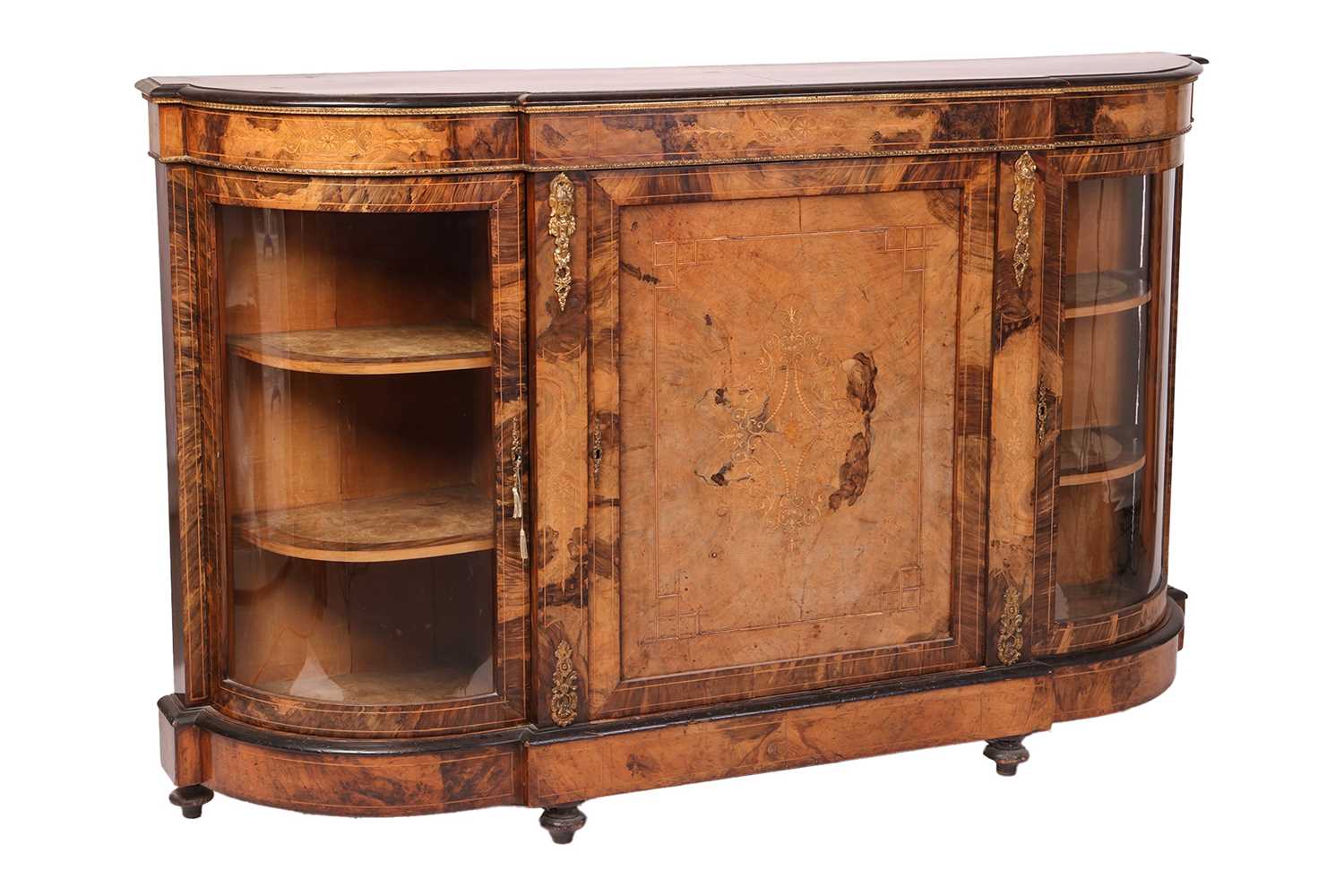 Lot 84 - A Victorian figured and accentuated walnut and...