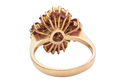 Lot 33 - A ruby and diamond ballerina ring of tiered...