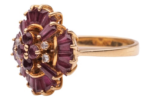 Lot 33 - A ruby and diamond ballerina ring of tiered...