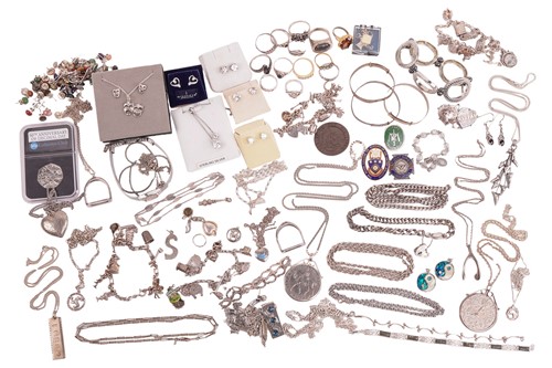 Lot 107 - A large quantity of silver and costume...
