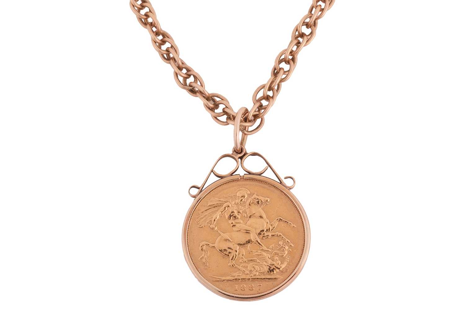 Lot 53 - An 1887 Victorian full sovereign, set in a 9ct...